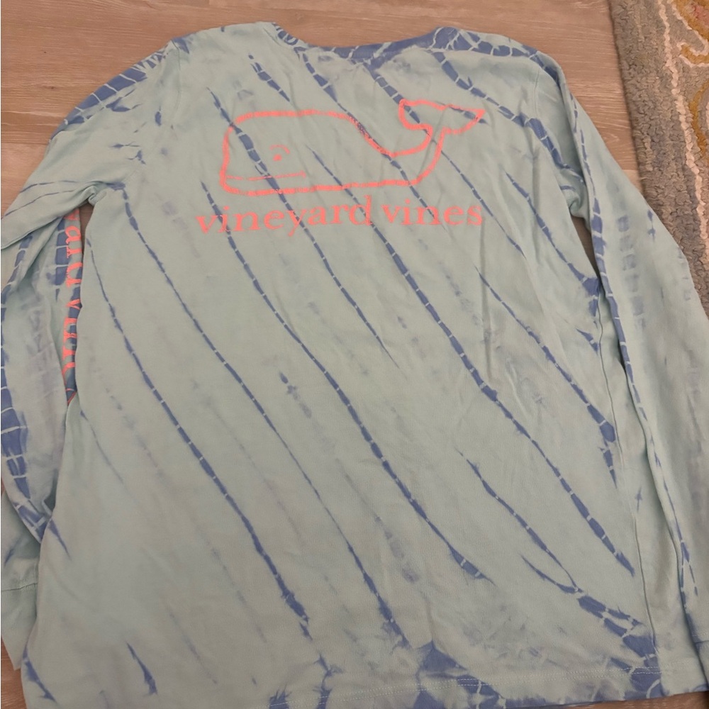 Vineyard Vines Light Blue and Pink Long Sleeve Tee